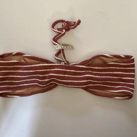 Madewell Striped Textured Bandeau Bikini Top XXL - Picture 7 of 9